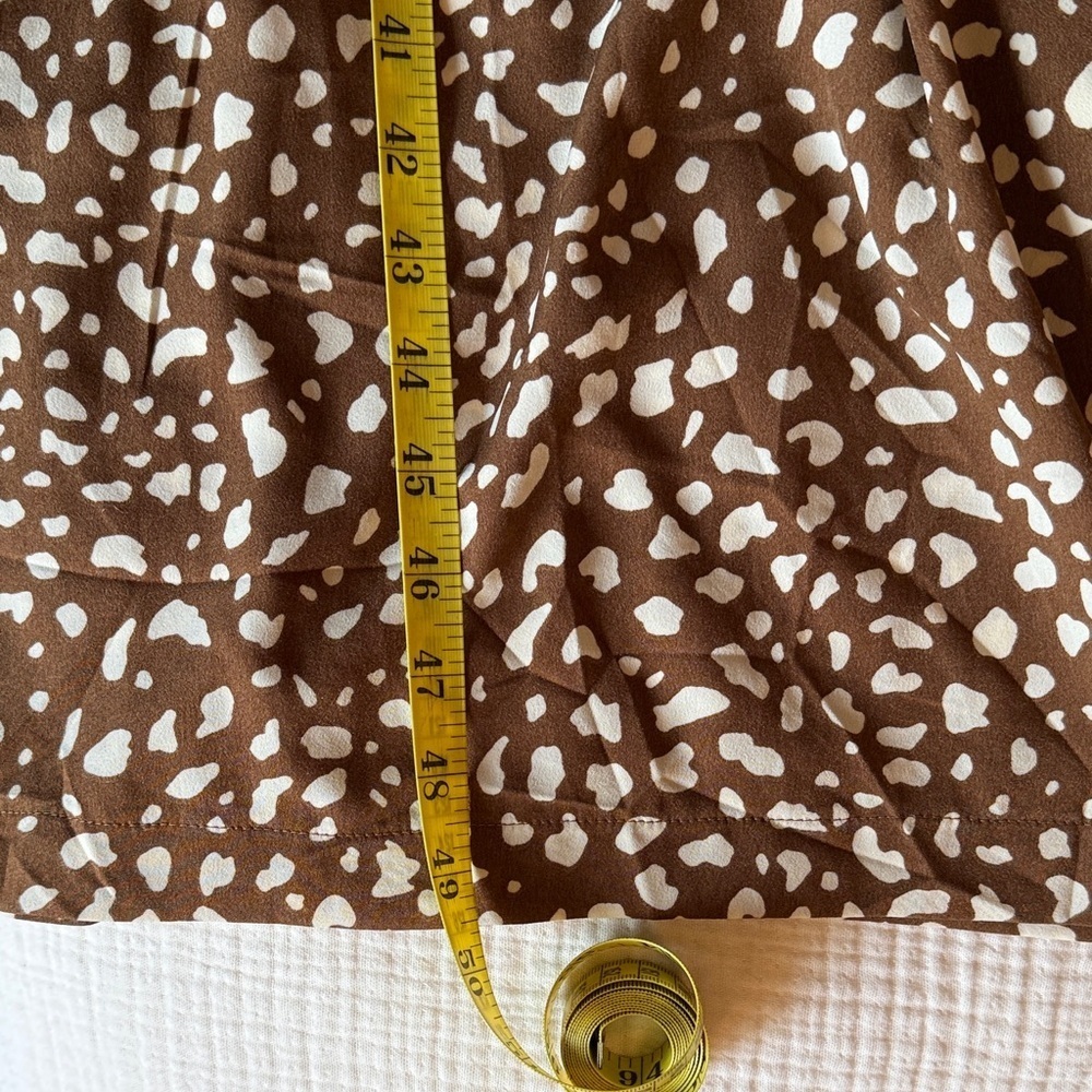 Oddly Brown & Cream Smocked Faux Button Front Jumpsuit - Size XL - Picture 14 of 15